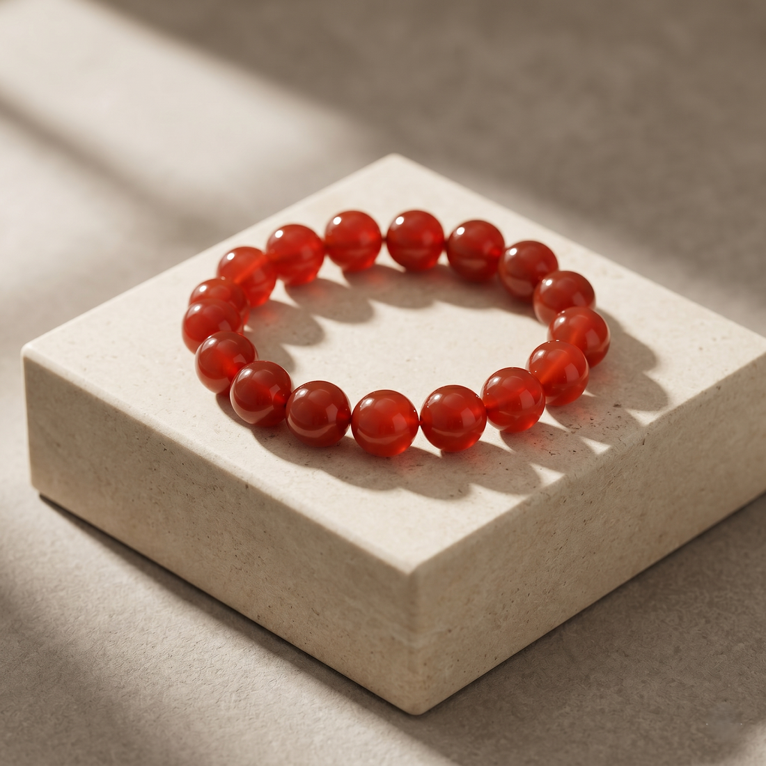 Aries natural carnelian gemstone bracelet by The Aurae Studio, the ultimate healing crystal for Aries spiritual growth.
