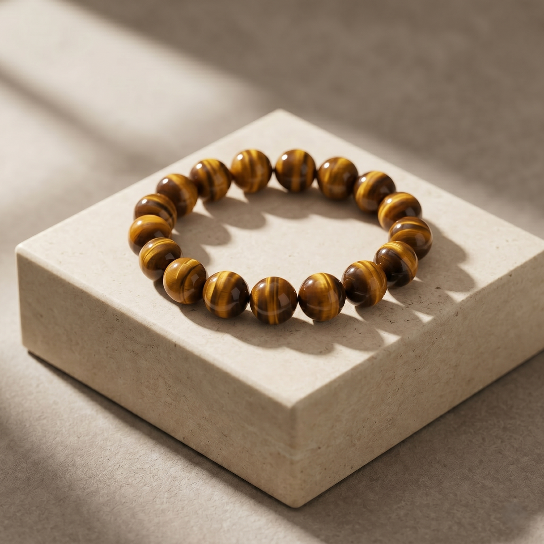 Leo natural tiger's eye gemstone bracelet by The Aurae Studio, the ultimate healing crystal for Leo spiritual growth.