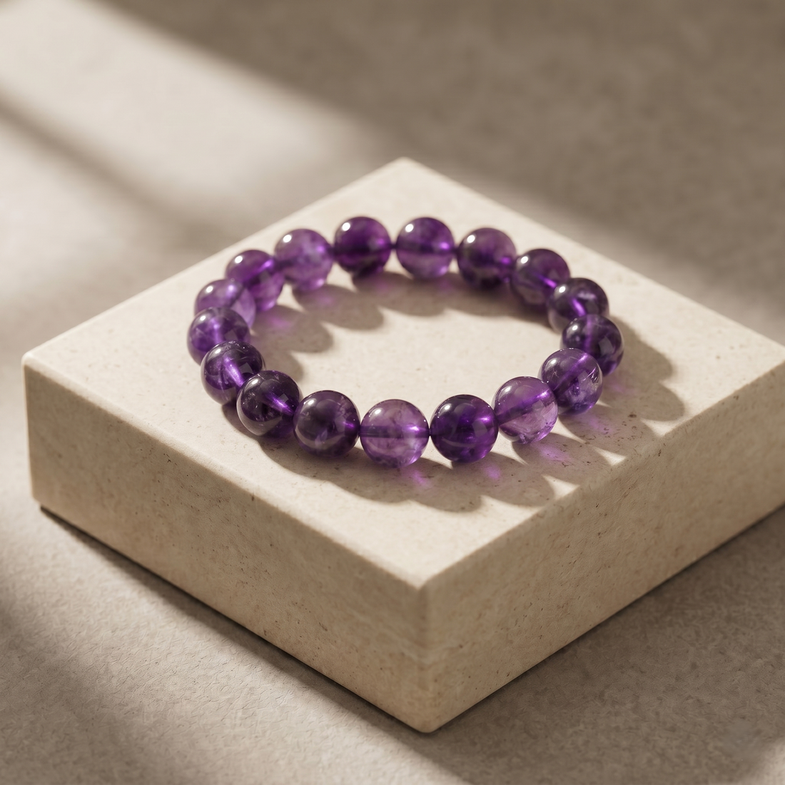 Sagittarius natural deep amethyst gemstone bracelet by The Aurae Studio, the ultimate healing crystal for Sagittarius spiritual growth.