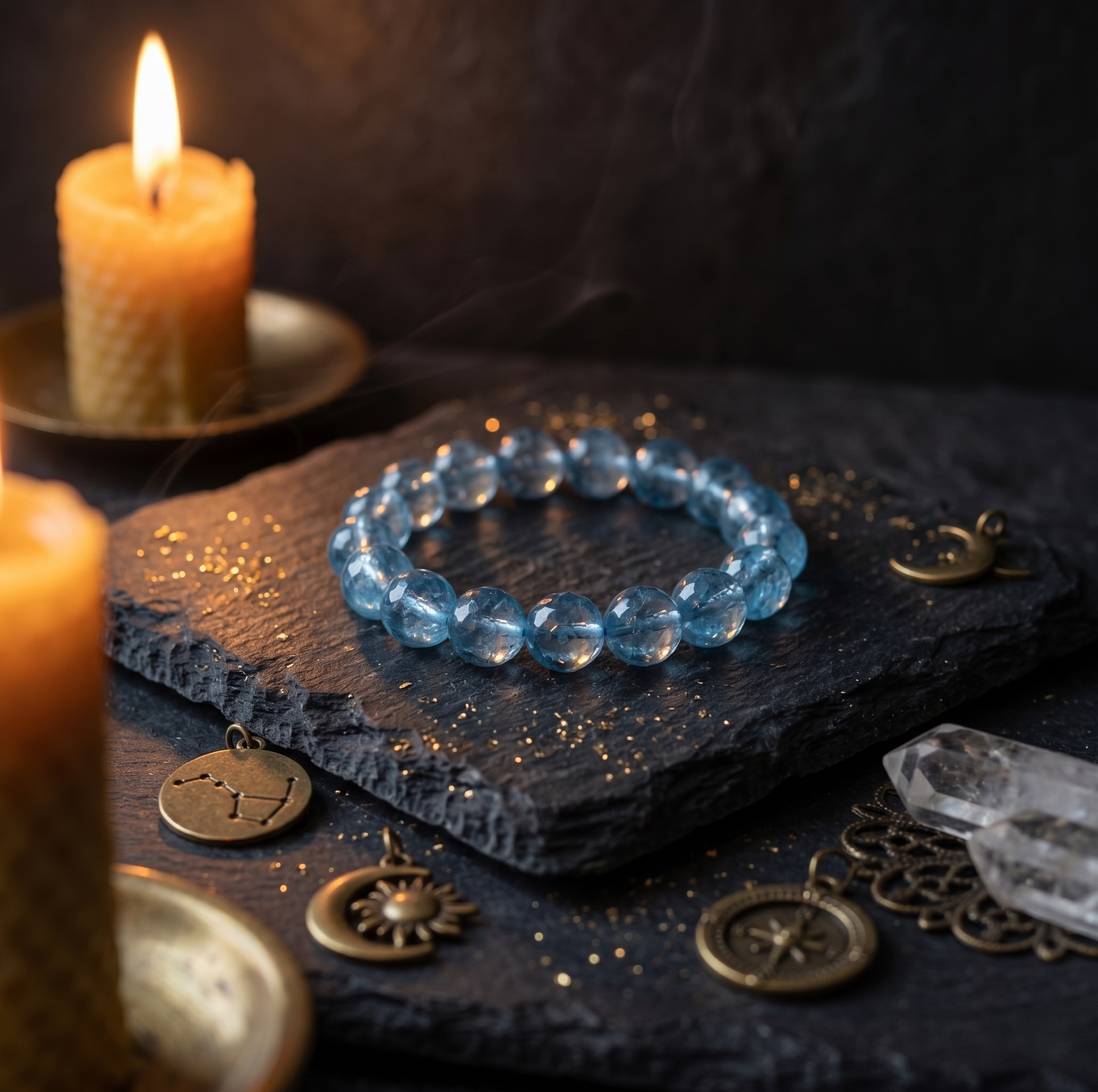 Aquarius Aura: Natural Aquamarine Emotional Flow Bracelet