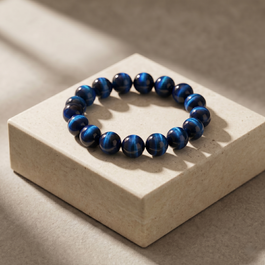 Gemini Aura: Natural Blue Tiger's Eye Focus Bracelet