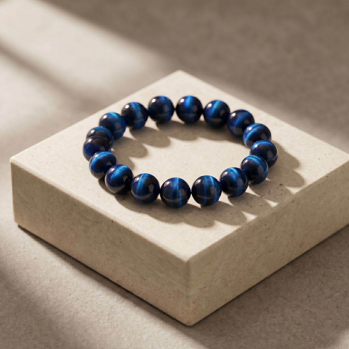 Gemini Aura: Natural Blue Tiger's Eye Focus Bracelet