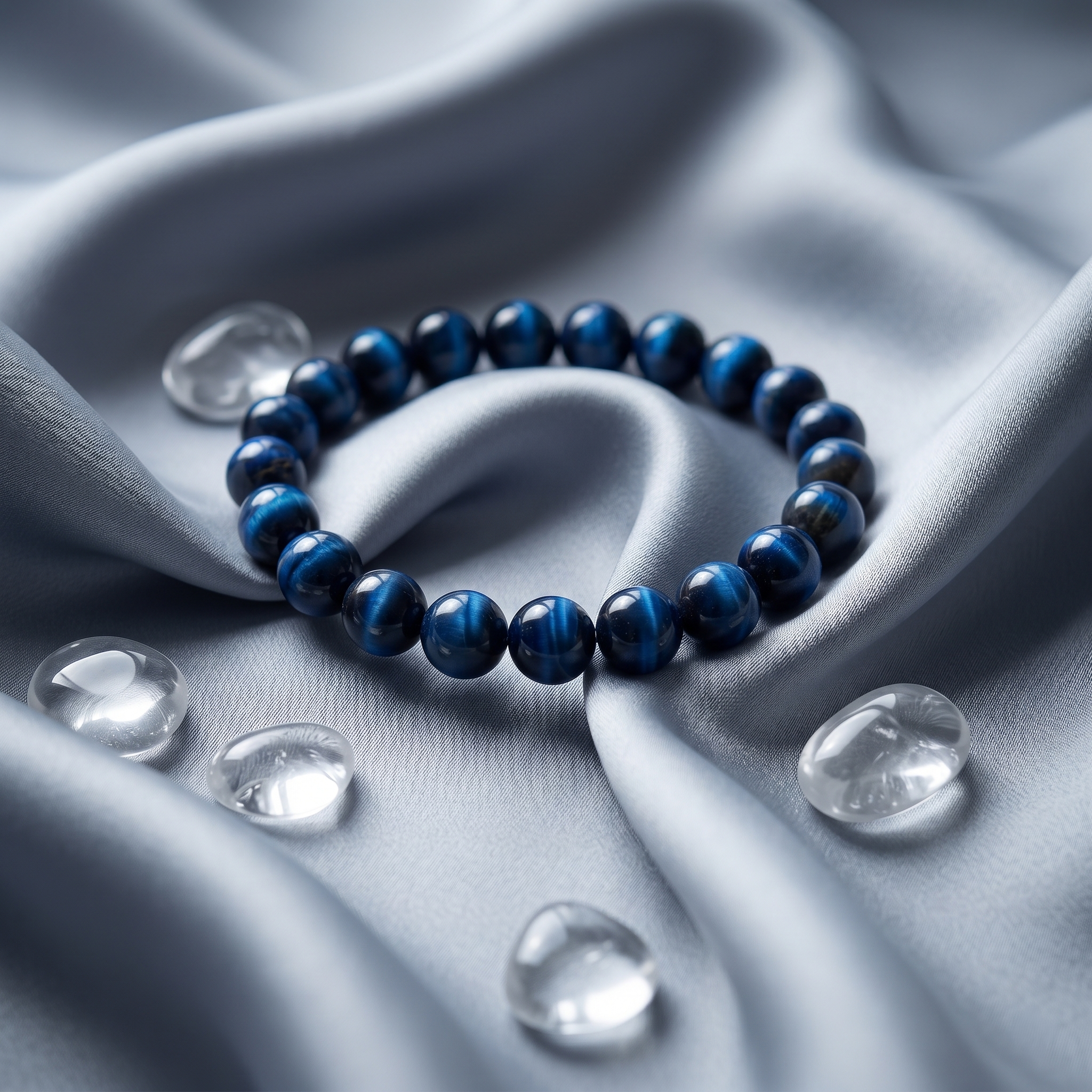 Gemini Aura: Natural Blue Tiger's Eye Focus Bracelet