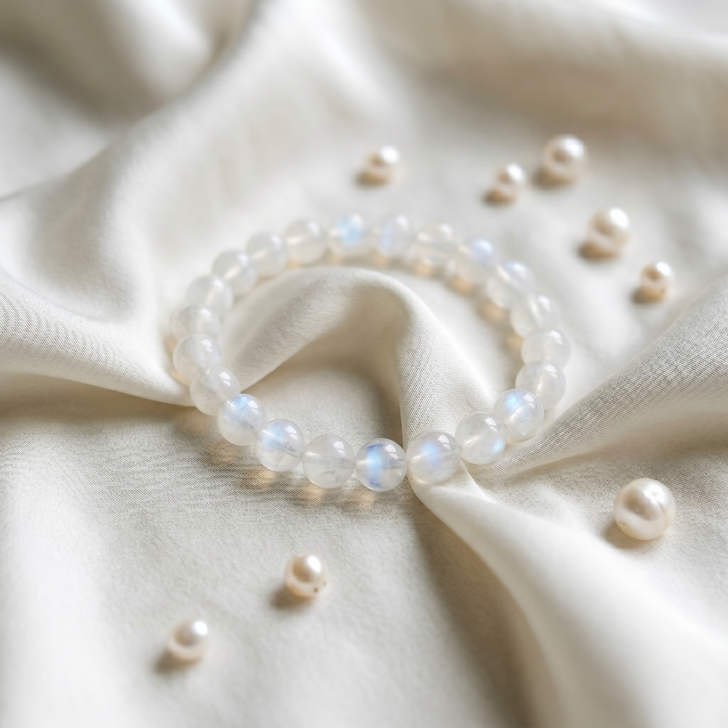 Cancer Aura: Natural Moonstone Emotional Shield Bracelet