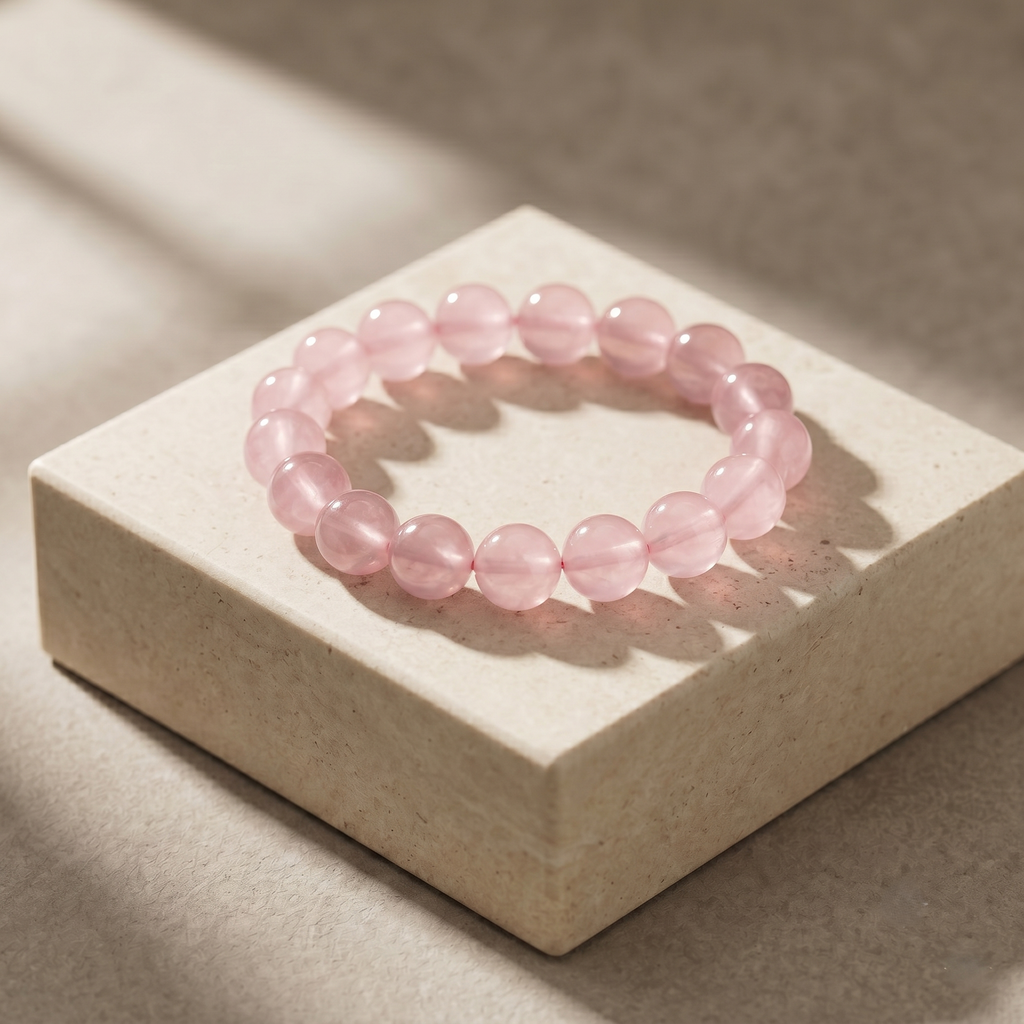 Pisces Aura: Natural Rose Quartz Emotional Boundary Bracelet