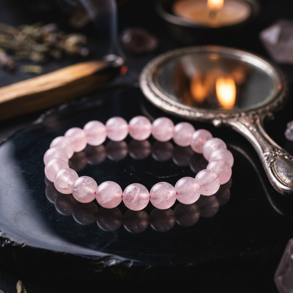 Pisces Aura: Natural Rose Quartz Emotional Boundary Bracelet