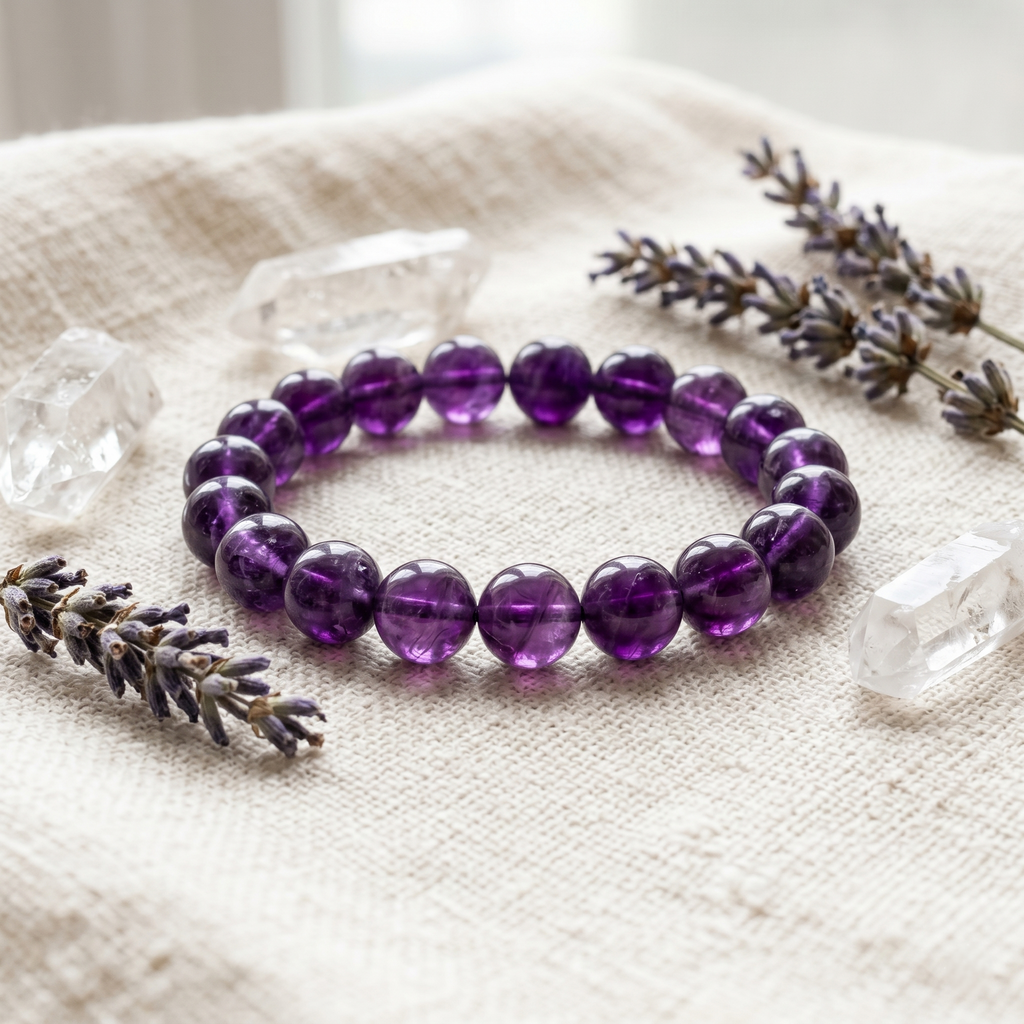 Sagittarius Aura: Natural Deep Amethyst Spiritual Compass Bracelet