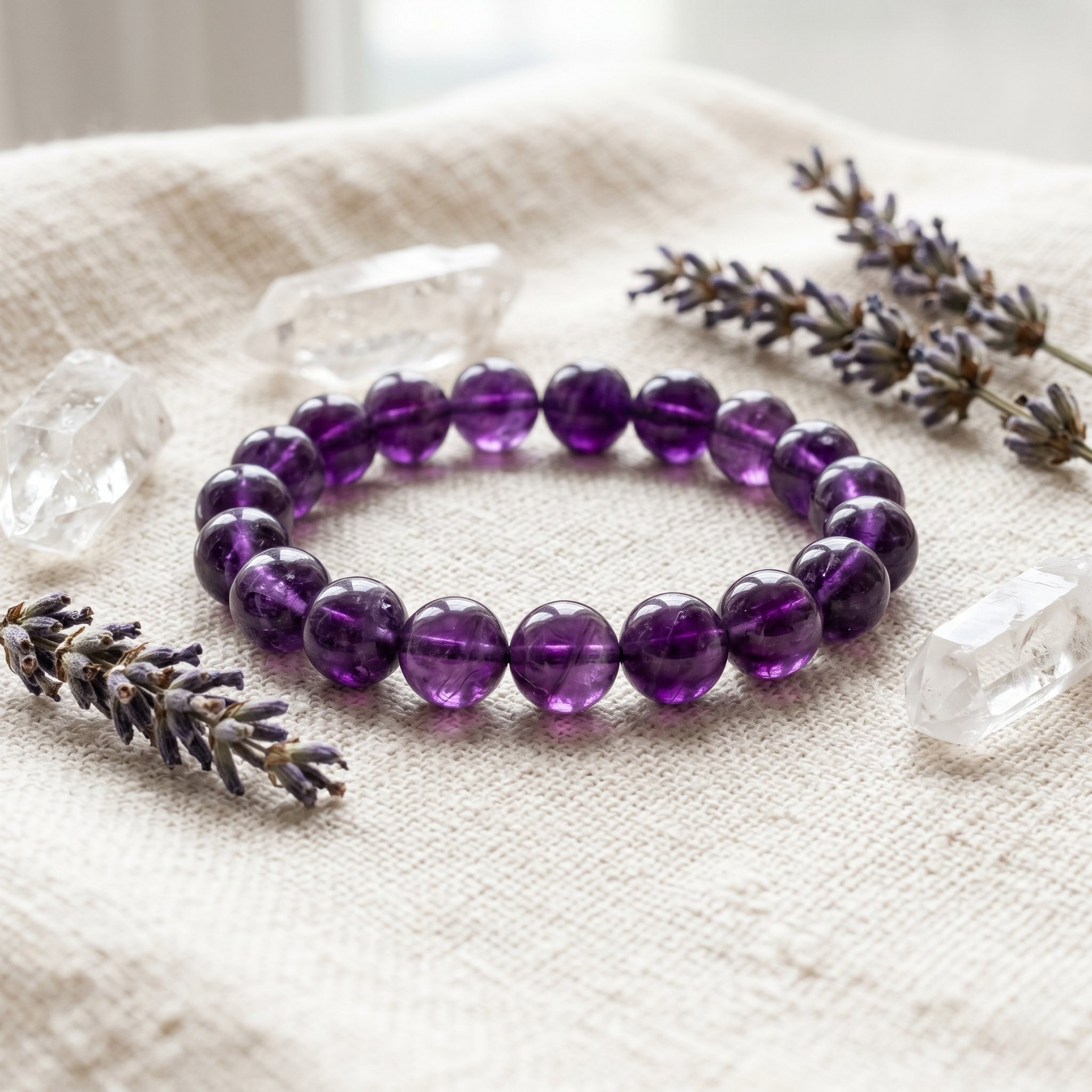 Sagittarius Aura: Natural Deep Amethyst Spiritual Compass Bracelet